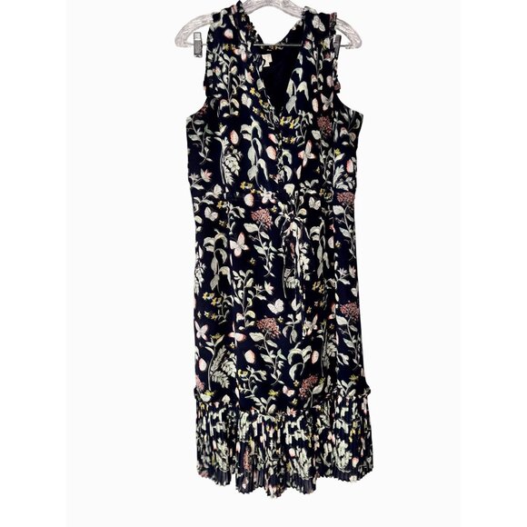 A.N.D Easy Dresses & Skirts - a new day Womens Floral Sleeveless Dress XL Navy With Ruffled Hem & Tie Waist